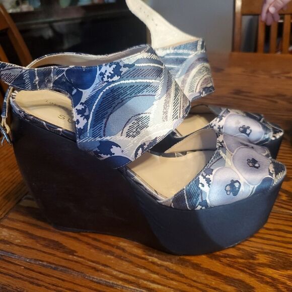 LOEFFLER RANDALL Suno Estrella Ankle-Strap wedge sandals sz 10 - Picture 4 of 7